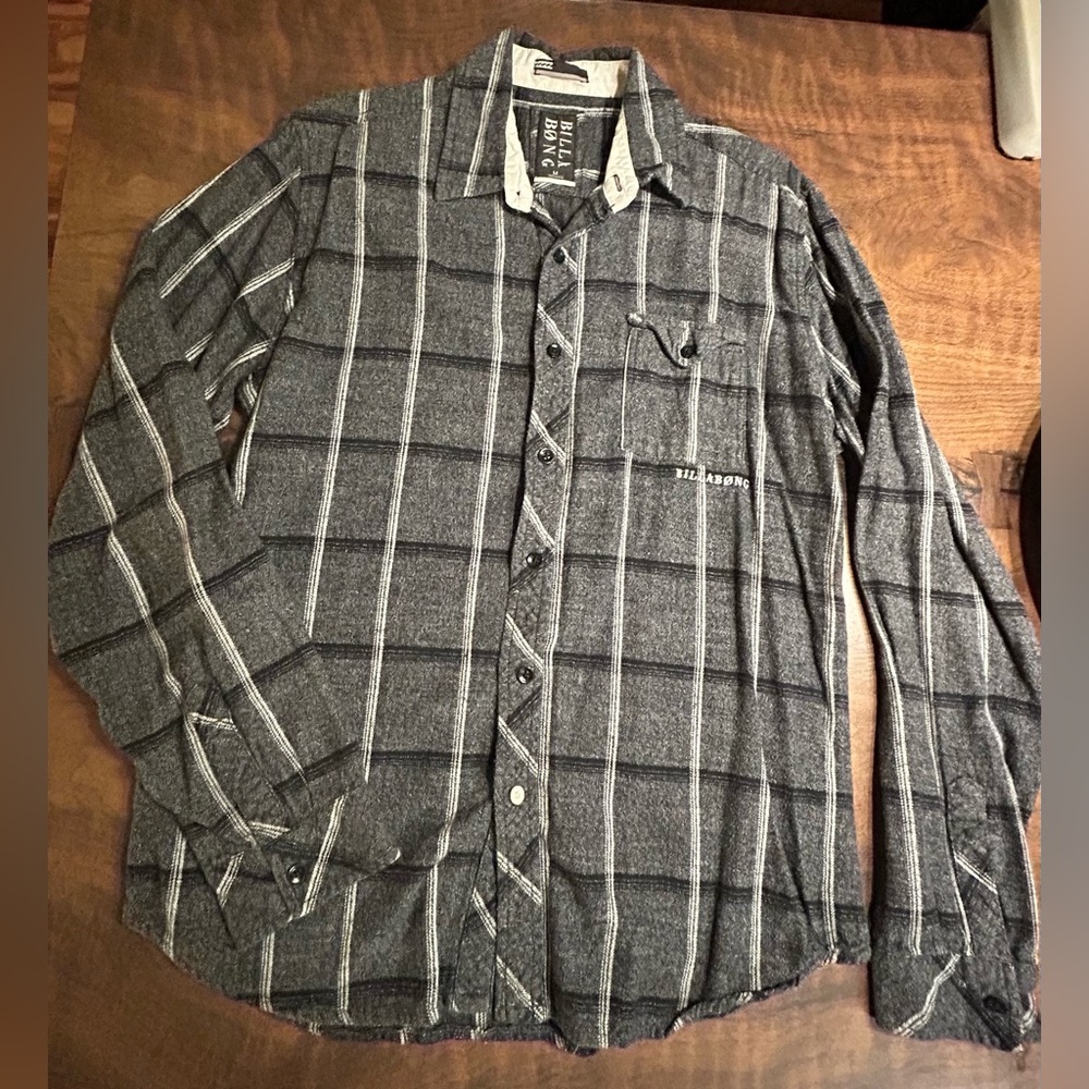 Billabong Gray Long Sleeve Flannel